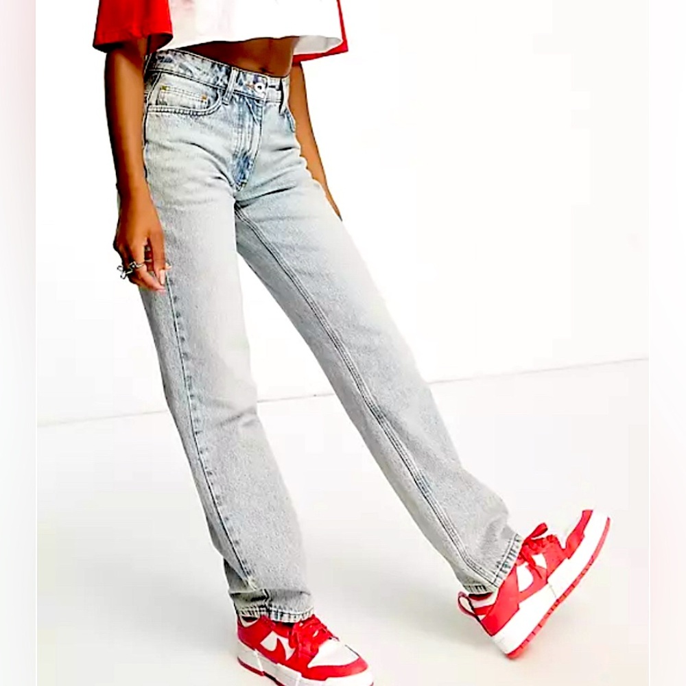 NWT ASOS Collusion x005 Mid Rise Straight Leg Jeans in Y2K Stonewash Blue